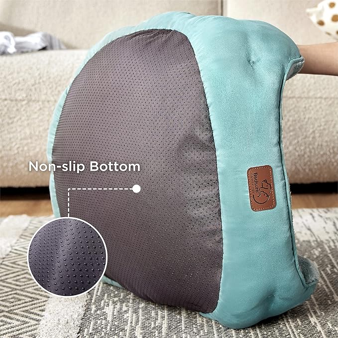 Bedsure Dog Beds for Small Dogs - Round Cat Beds for Indoor Cats, Washable Pet Bed for Puppy and Kitten with Slip-Resistant Bottom, 25 Inches, Washed Blue