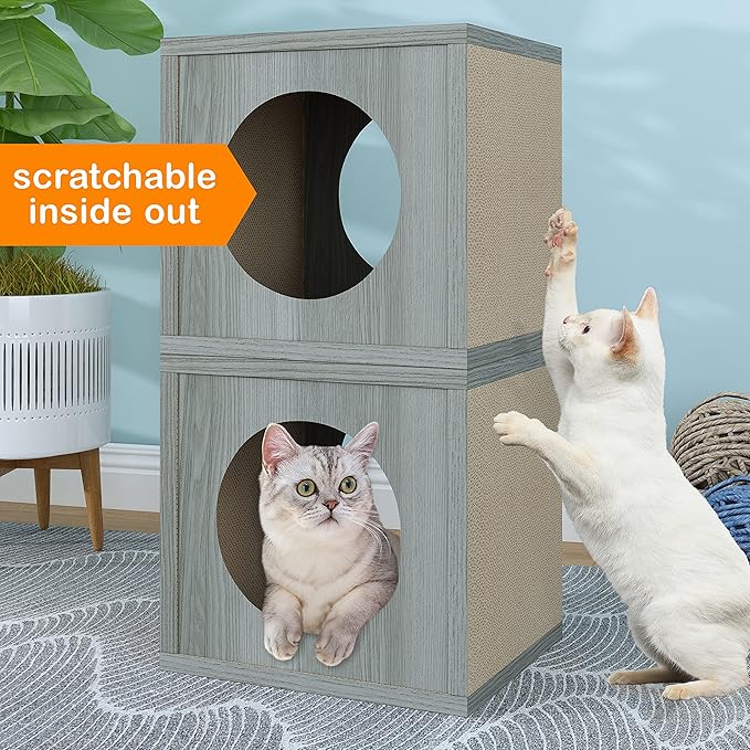 Way Basics Cat Scratching Post House Cube Scratcher (Tool-Free Assembly)