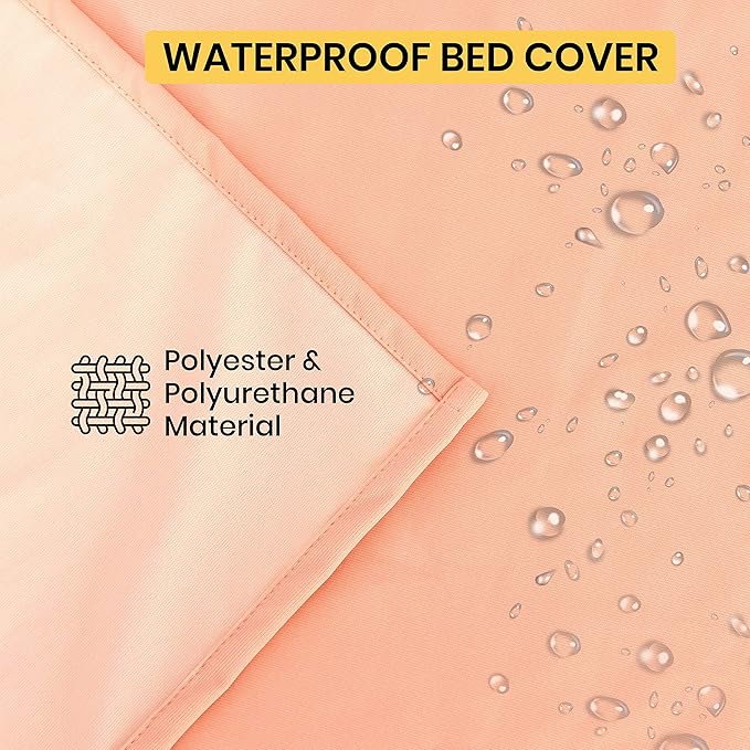 SILLY LEGACY Thin Reversible Waterproof Protective Cover or Liner for Bed or Couch, for Dogs and Cats (King 82 x 100, Peach)…