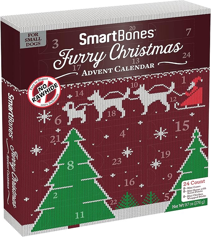 SmartBones Holiday Advent Calendar 24 Count, Made with Real Chicken, Rawhide-Free Chews for Small Dogs, 1 Count (Pack of 1)