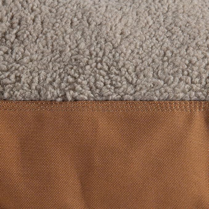 Carhartt Firm Duck Dog Bed, Durable Canvas Pet Bed with Water-Repellent Shell, Carhartt Brown with Sherpa Top, Large