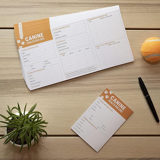 Pet Supplies | (25 Pack) Premium Canine Health Record 6x4 Inch Booklets | Dog Vaccines Large Records - Puppy Shot Vaccination Brochure