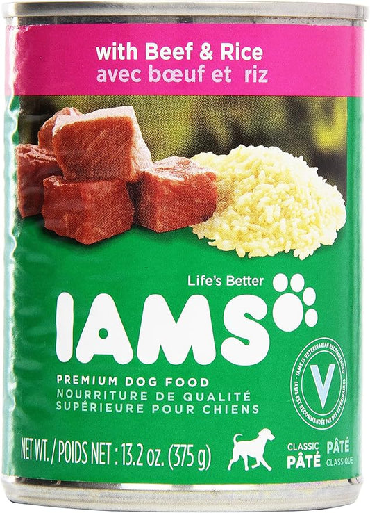 Iams, Premium Dog Food, Beef & Rice Entree, 13.2 oz