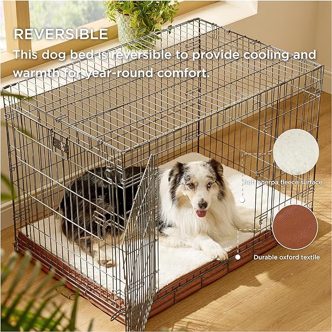 Bedsure Extra Large Dog Crate Bed - Big Orthopedic Waterproof Dog Beds with Removable Washable Cover for Large Dogs, Egg Crate Foam Pet Bed MatDark Khaki