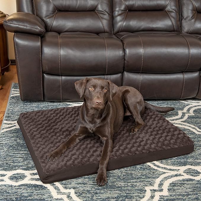 Furhaven Orthopedic Dog Bed for Large/Medium Dogs w/ Removable Washable Cover, For Dogs Up to 55 lbs - Ultra Plush Faux Fur & Suede Mattress - Chocolate, Large