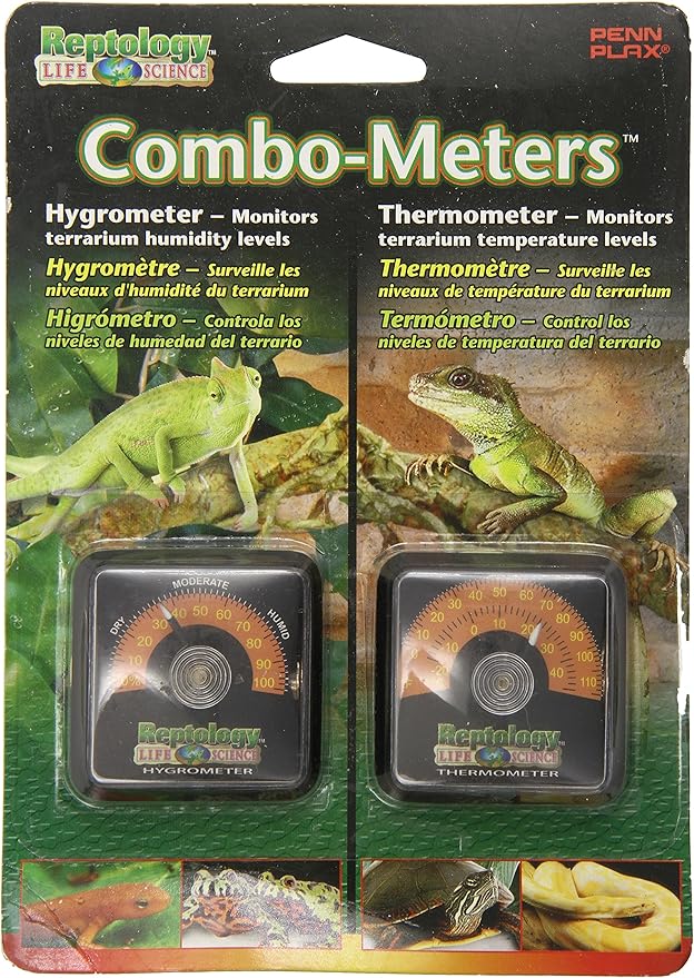 Penn-Plax Reptology Reptile Hygrometer Humidity and Temperature Sensor Gauges | Maintain a healthy environment for your pets