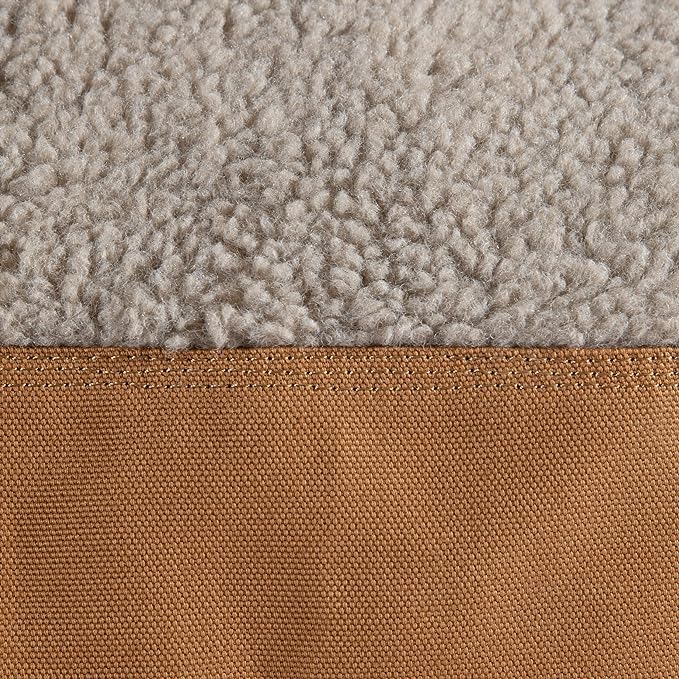 Carhartt Firm Duck Dog Bed, Durable Canvas Pet Bed with Water-Repellent Shell, Carhartt Brown with Sherpa Top, Medium