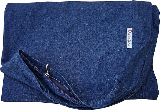 Dogbed4less 41X27X4 Inches Large Durable Blue Color Denim Jean Cotton Dog Pet Bed External zipper Cover - Replacement cover only