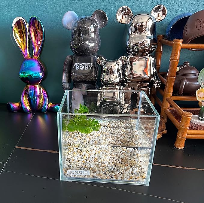 Small Nano Tall Rimless Tank, Small Glass Fish Tank, Small Betta Fish Tank, Small Aquarium, min Aquarium, Betta Tank (0.7 Gallon 5.9X 4.3x5.1inch/15 * 11 * 13cm)