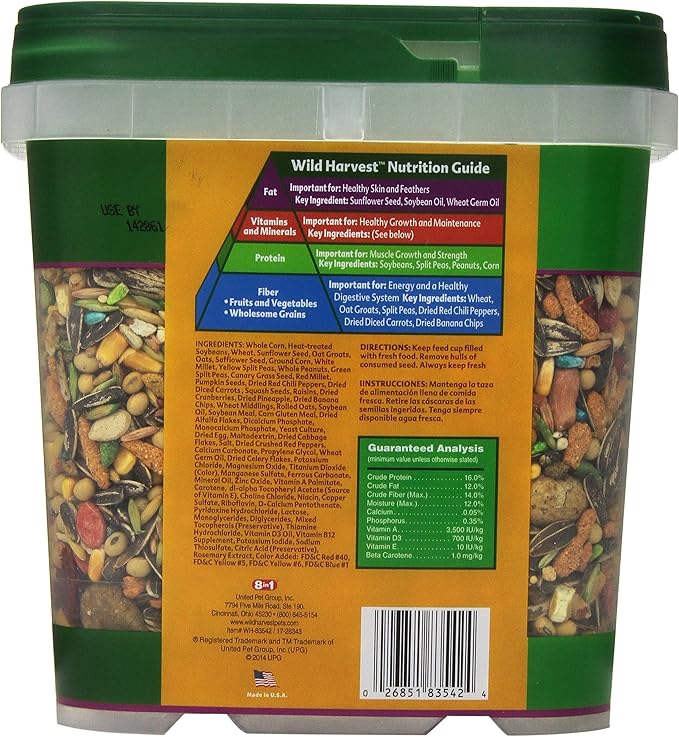 Wild Harvest WH-83542 Wild Harvest Advanced Nutrition Diet for Parrots, 4-Pound