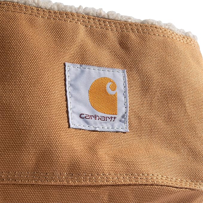 Carhartt Firm Duck Dog Bed, Durable Canvas Pet Bed with Water-Repellent Shell, Carhartt Brown with Sherpa Top, Medium