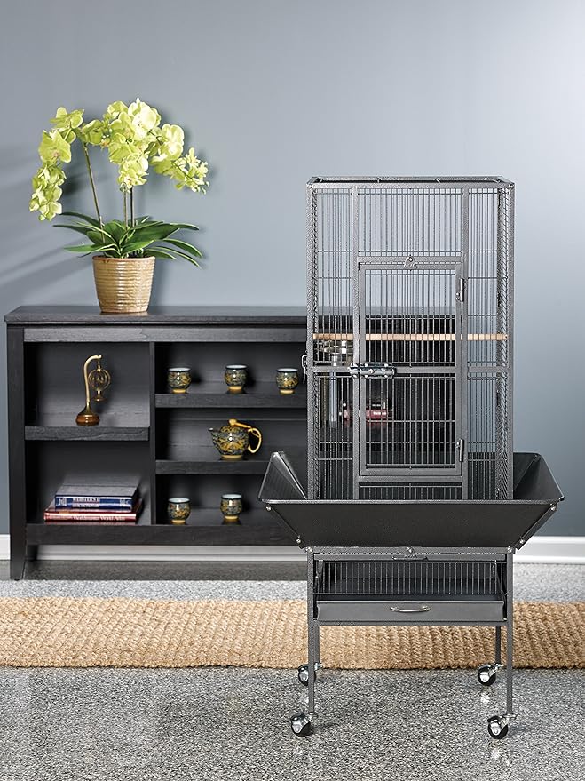 Prevue Pet Products 3351BLK Park Plaza Bird Cage, Black Hammertone, Small