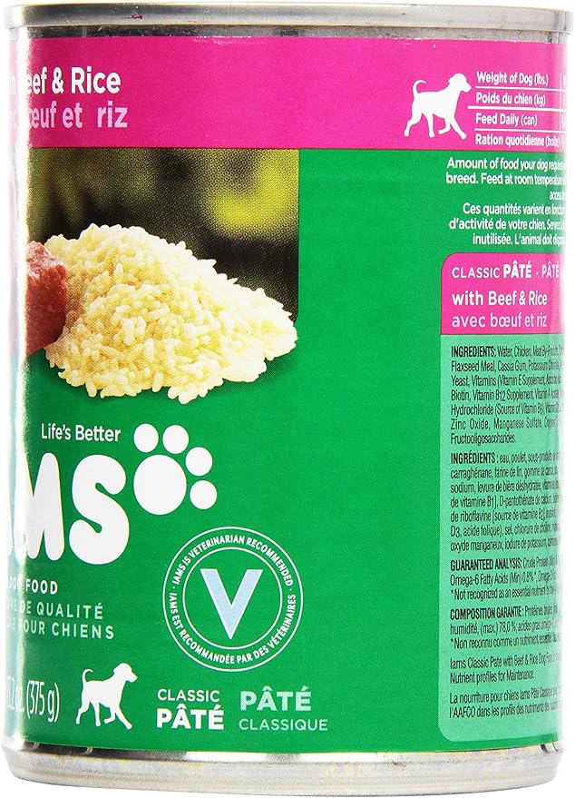 Iams, Premium Dog Food, Beef & Rice Entree, 13.2 oz